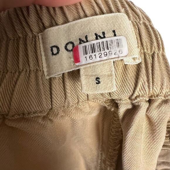 DONNI Twill Pleated Tan High Waist Wide Leg Trouser Pants Size Small - Picture 13 of 15